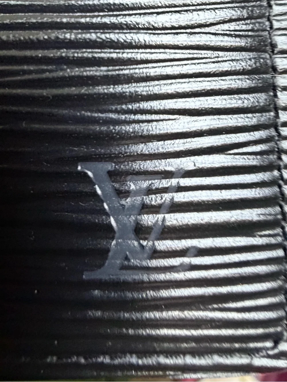 Louis Vuitton Black Textured Leather Small Wallet with Pink Logo Stamp